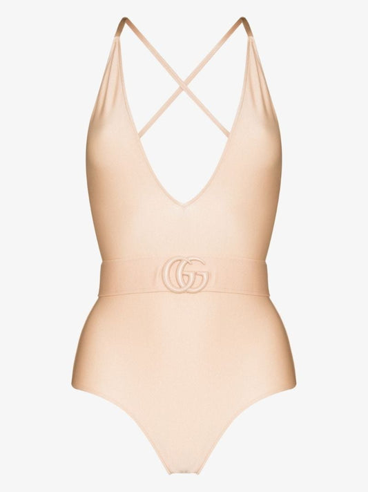 Gg Belted Plunging Swimsuit