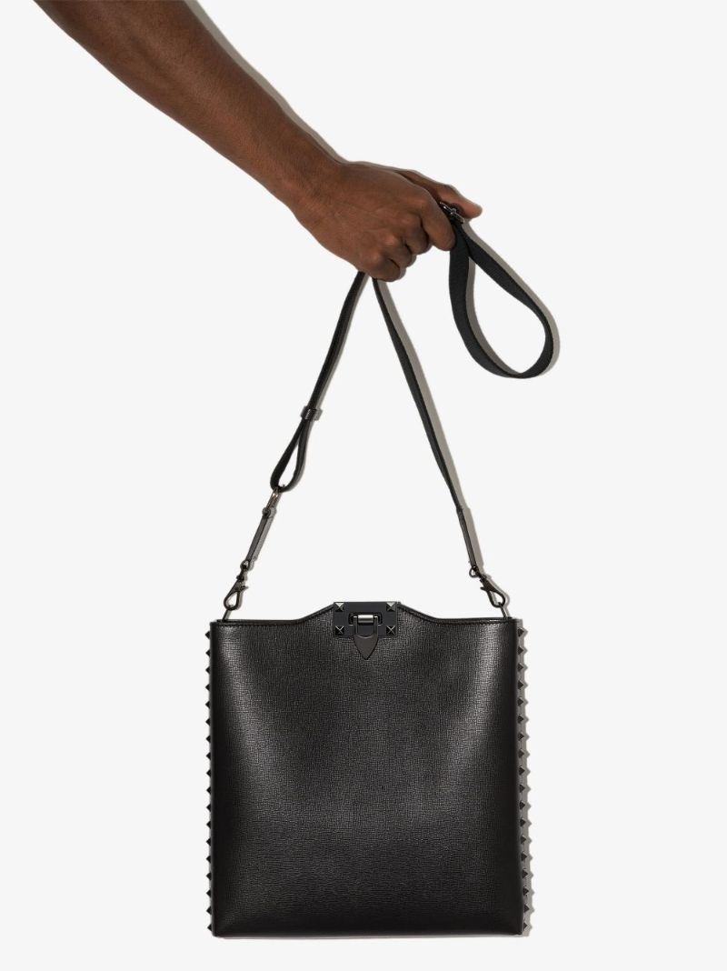 Black Rockstud Alcove Leather Shoulder Bag