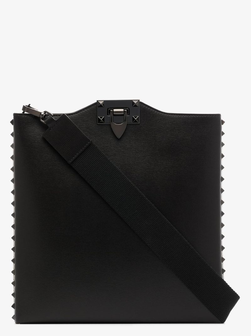 Black Rockstud Alcove Leather Shoulder Bag