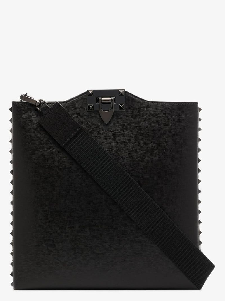 Black Rockstud Alcove Leather Shoulder Bag