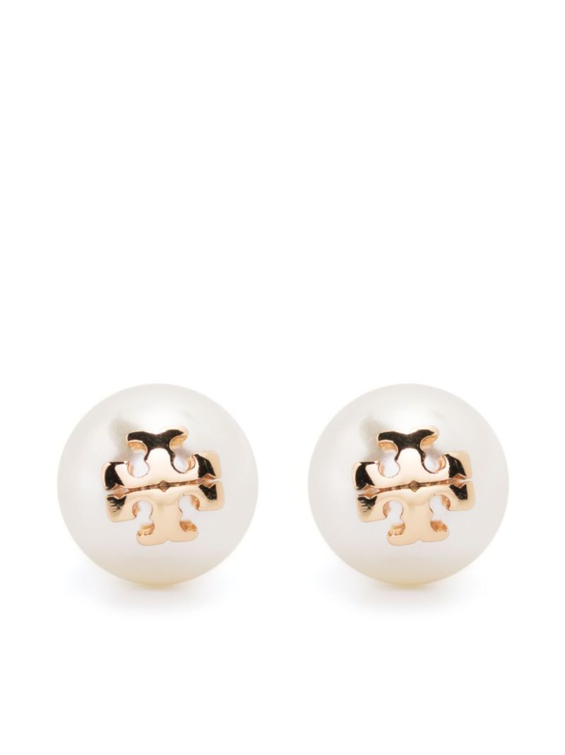 White Kira Pearl Stud Earrings