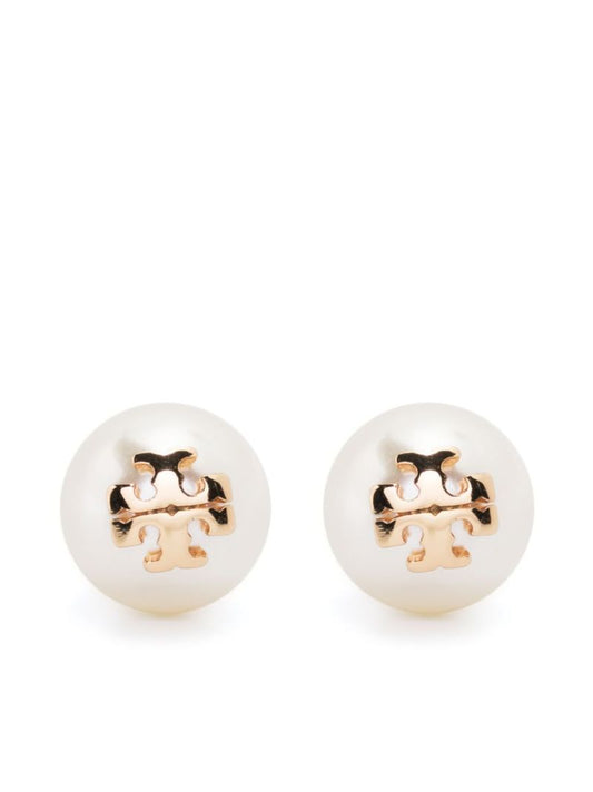 White Kira Pearl Stud Earrings