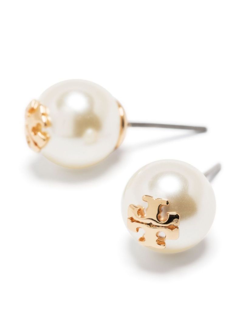White Kira Pearl Stud Earrings