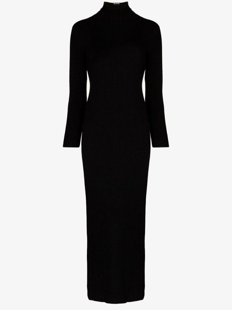 Black Cable-knit Wool Midi Dress