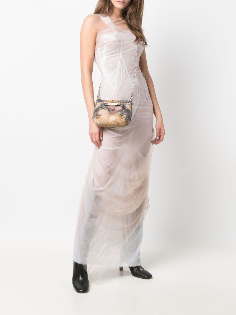 Grey Glam Slam Floral Leather Mini Bag