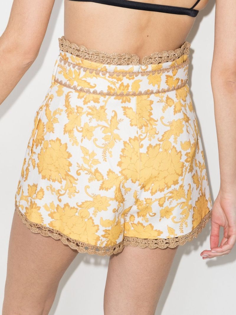 Postcard Belted Floral Print Cotton Shorts
