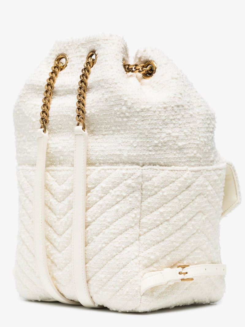 White Joe Tweed BouclÃ_x0083_Â© Leather Backpack