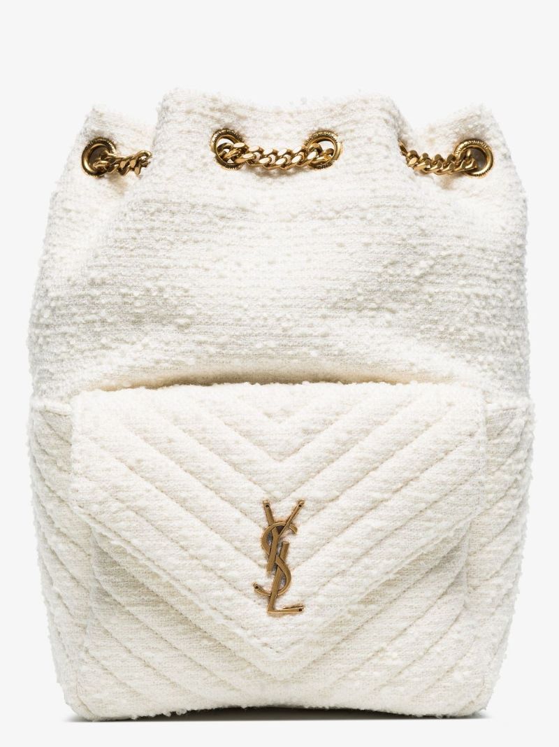 White Joe Tweed BouclÃ_x0083_Â© Leather Backpack