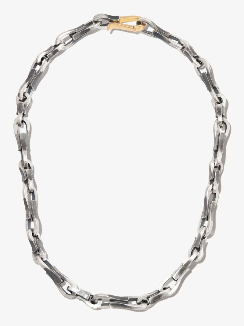 18k Yellow Gold and Sterling Silver Large Link Necklace