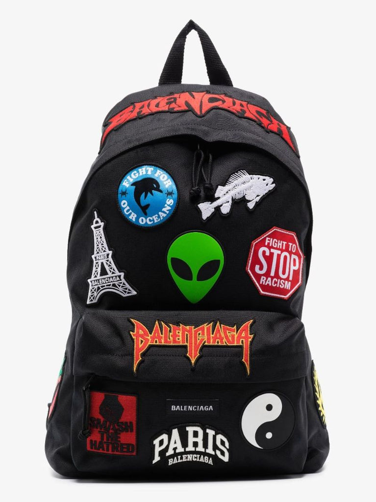Black Explorer Patch Canvas Backpack