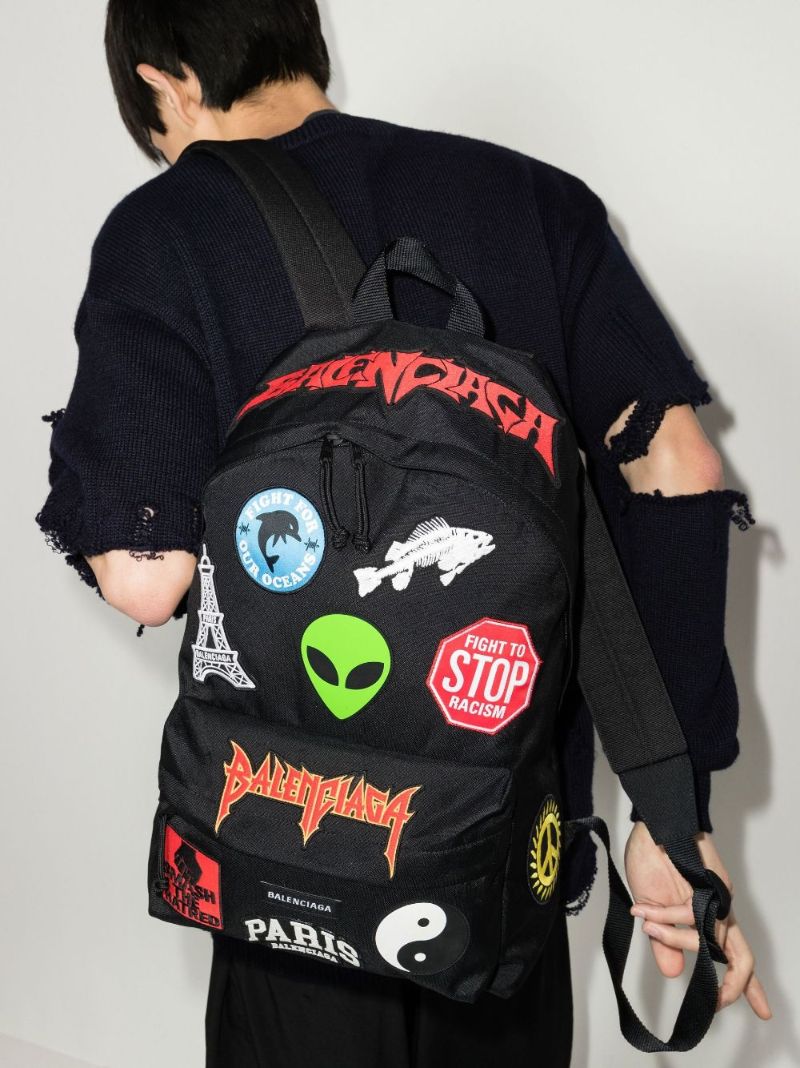 Black Explorer Patch Canvas Backpack