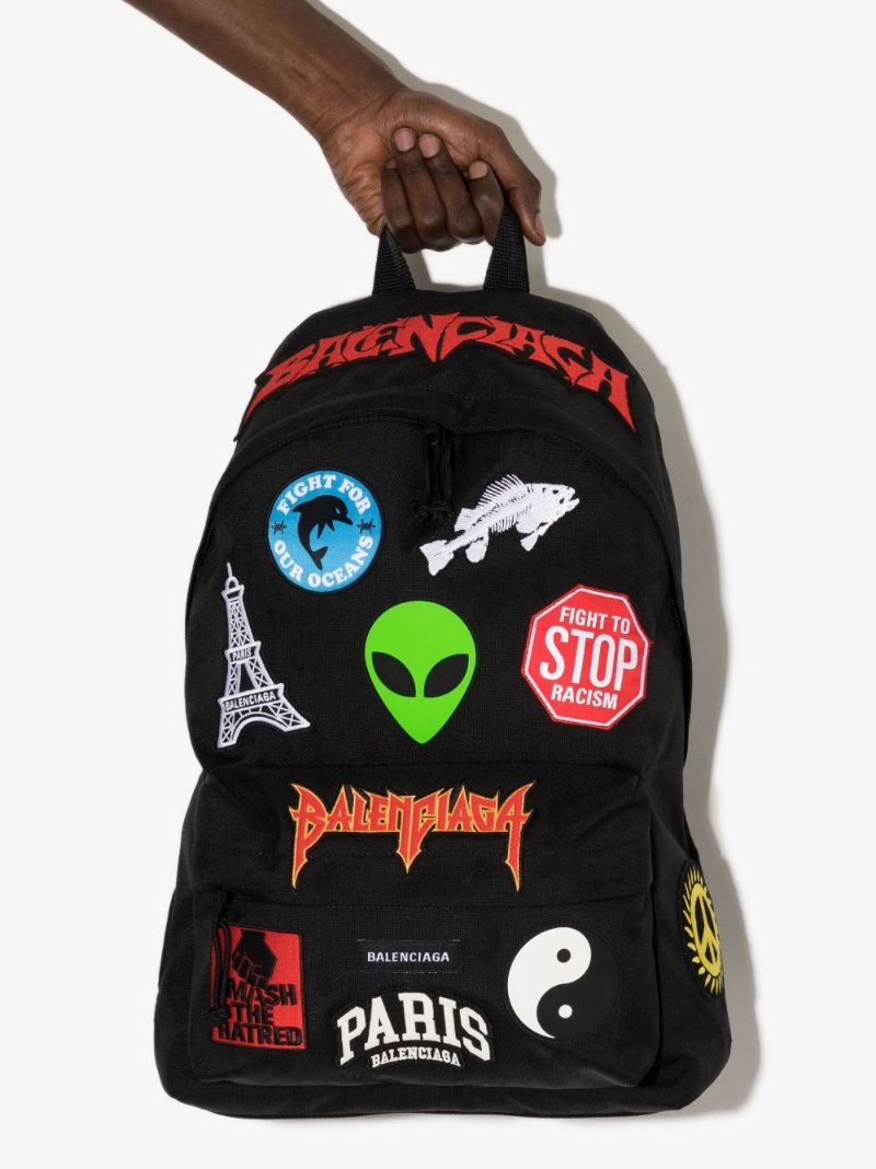 Black Explorer Patch Canvas Backpack
