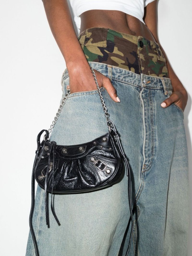 Black Le Cagole Mini Leather Shoulder Bag