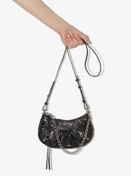 Black Le Cagole Mini Leather Shoulder Bag
