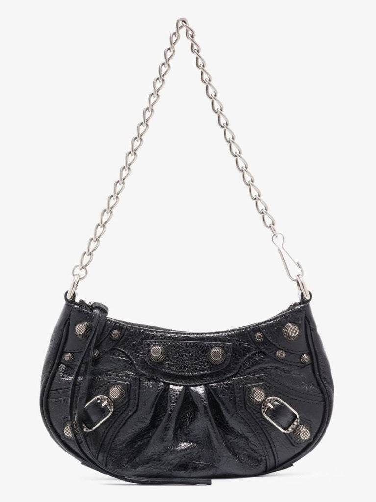 Black Le Cagole Mini Leather Shoulder Bag