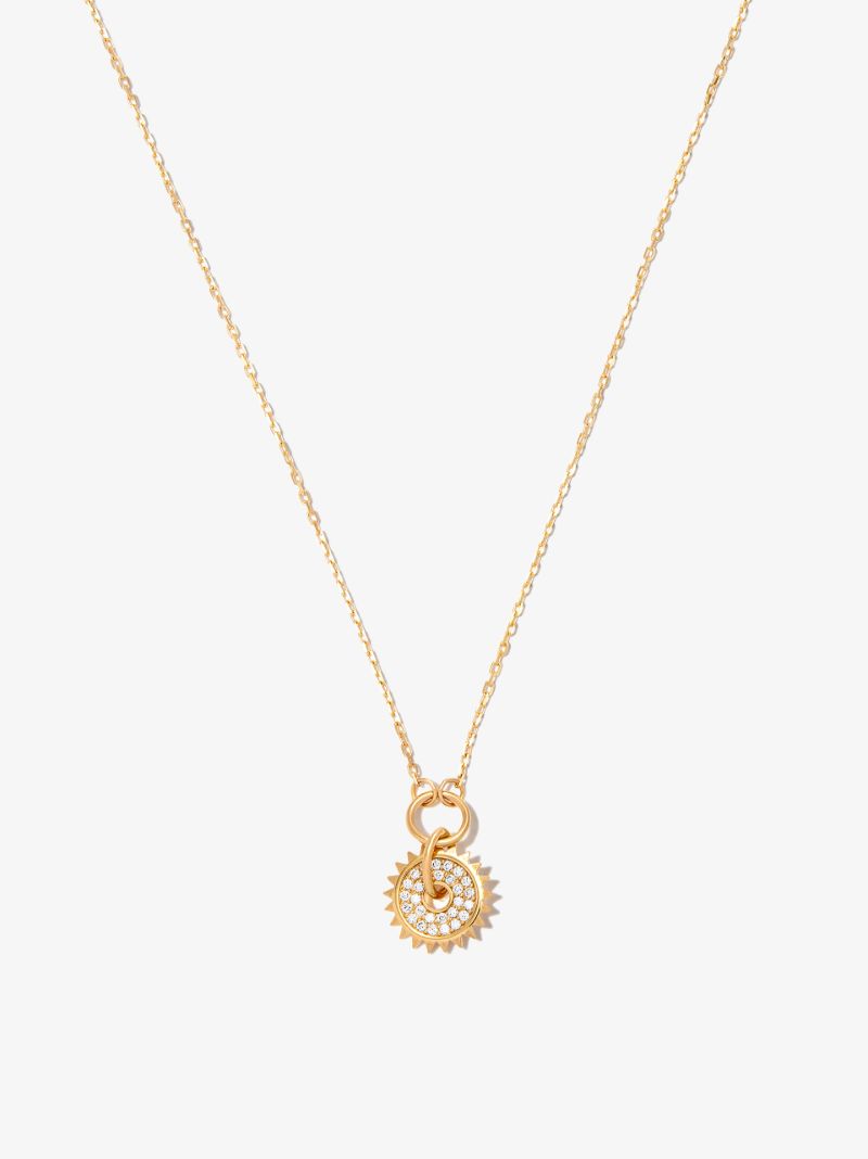 18k Yellow Gold Pave Disc Thread Chain Diamond Necklace