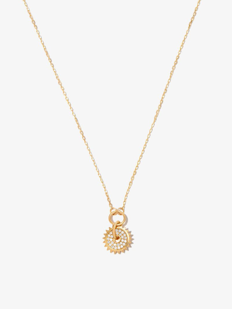 18k Yellow Gold Pave Disc Thread Chain Diamond Necklace