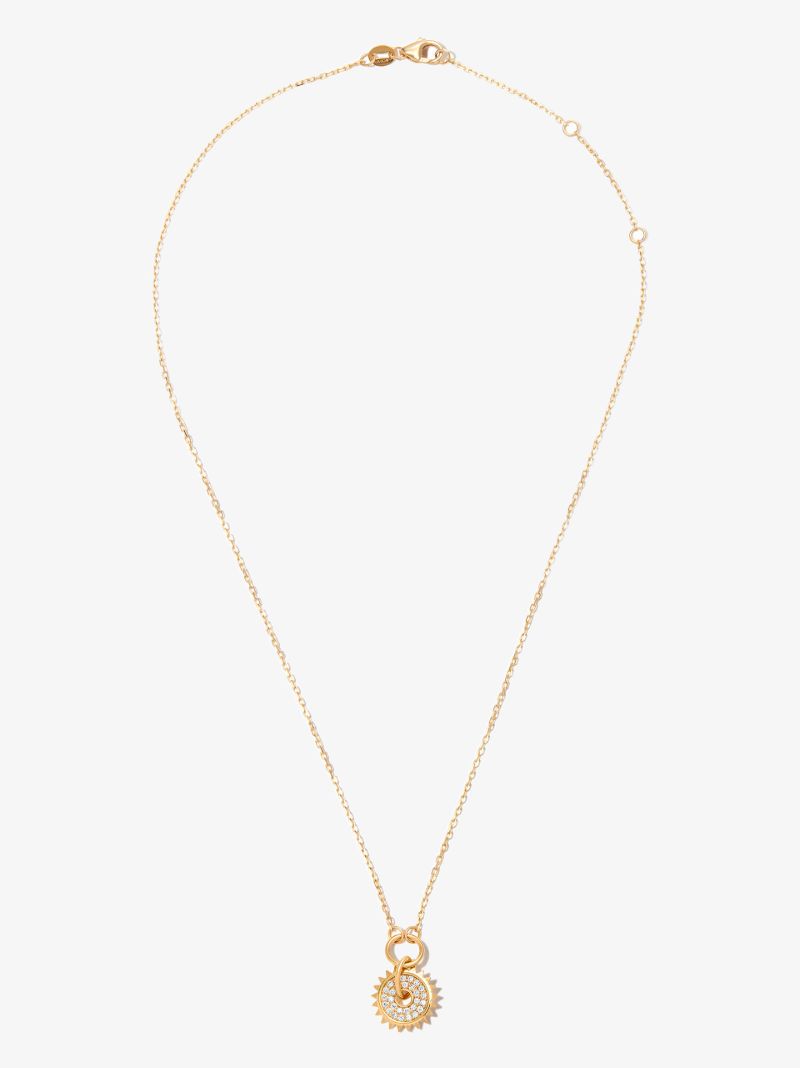 18k Yellow Gold Pave Disc Thread Chain Diamond Necklace
