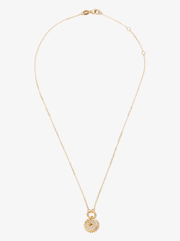 18k Yellow Gold Pave Disc Thread Chain Diamond Necklace