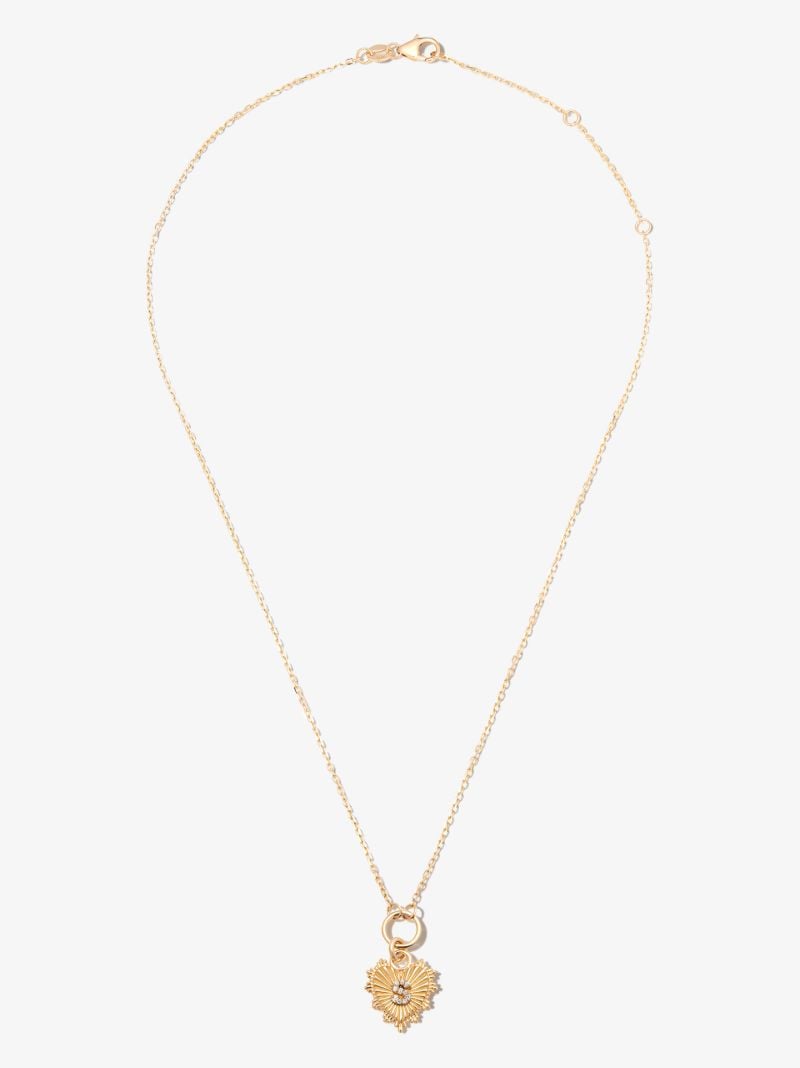 18k Yellow Gold S Initial Mini Heart Thread Chain Diamond Necklace