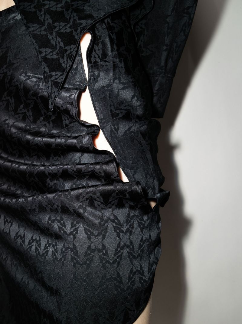 Cutout Jacquard Silk Skirt