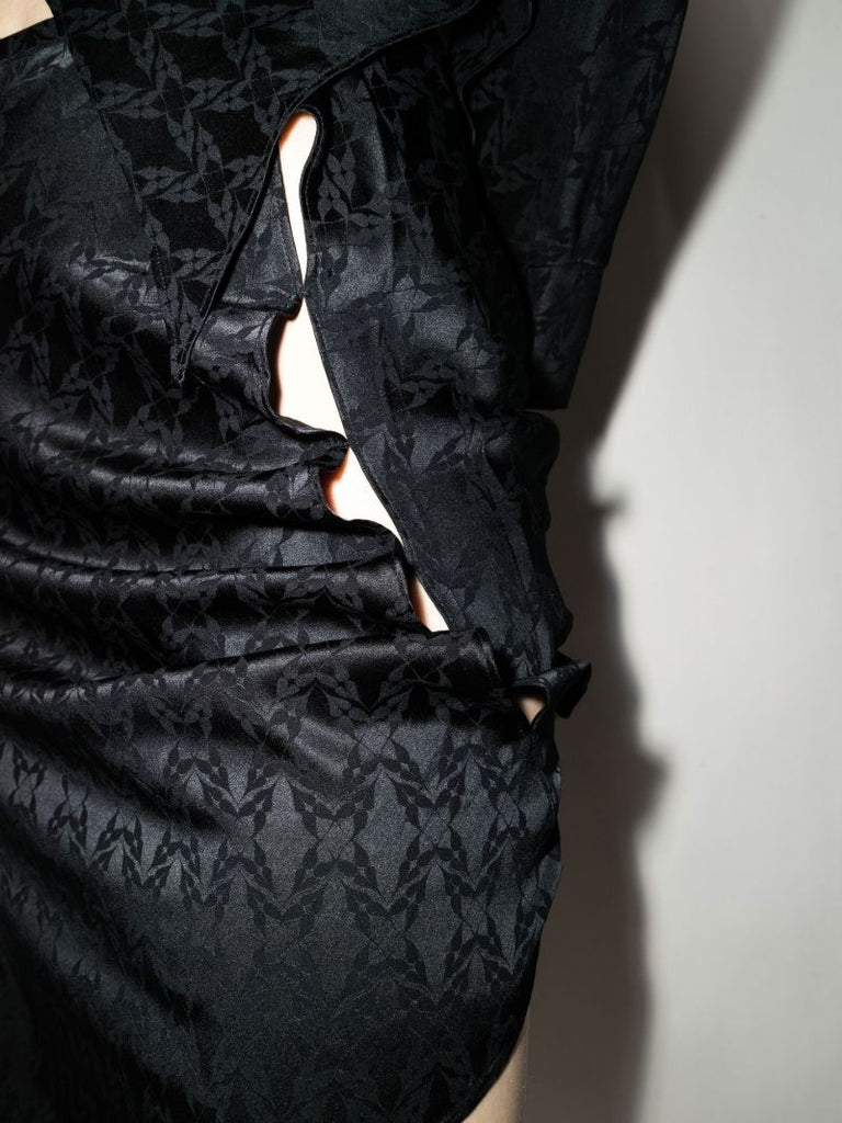Cutout Jacquard Silk Skirt