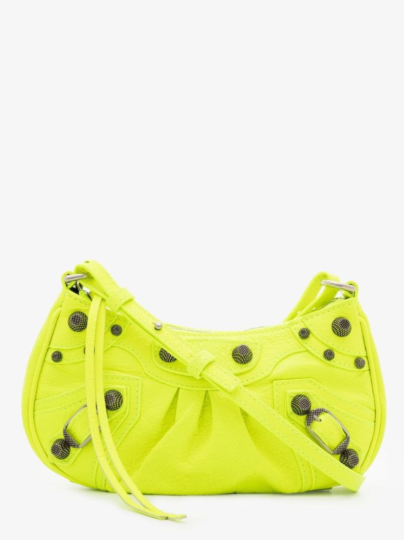 Yellow Le Cagole Mini Leather Shoulder Bag