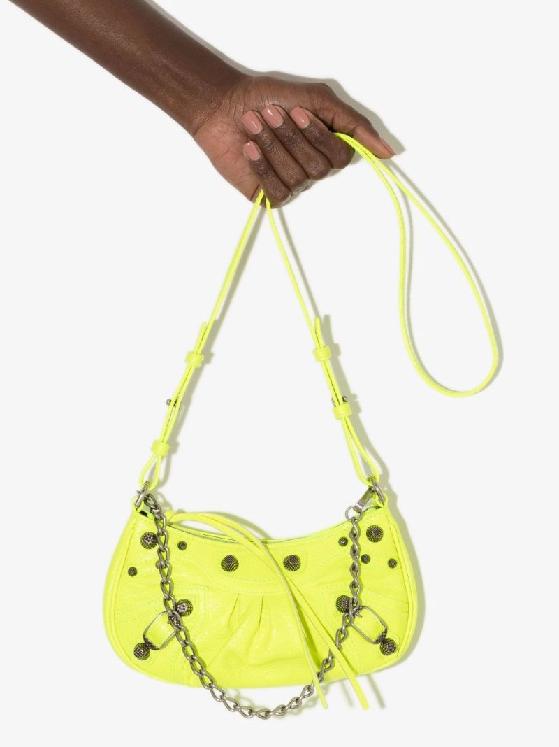 Yellow Le Cagole Mini Leather Shoulder Bag