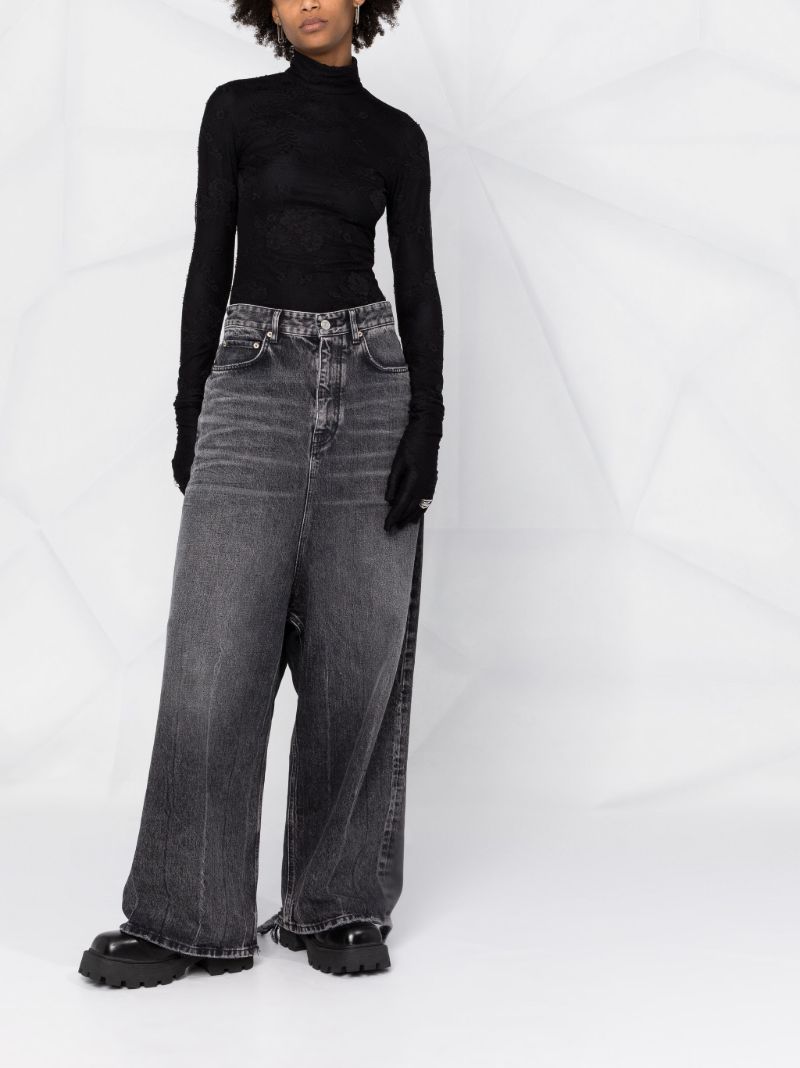 Black Wide Leg Denim Jeans