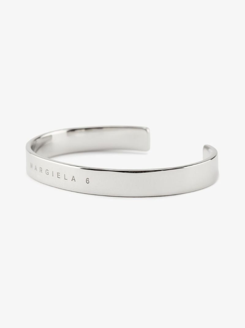 Silver Tone Logo Engraved Cuff Bracelet