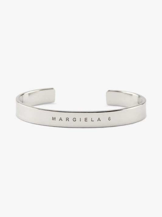 Silver Tone Logo Engraved Cuff Bracelet