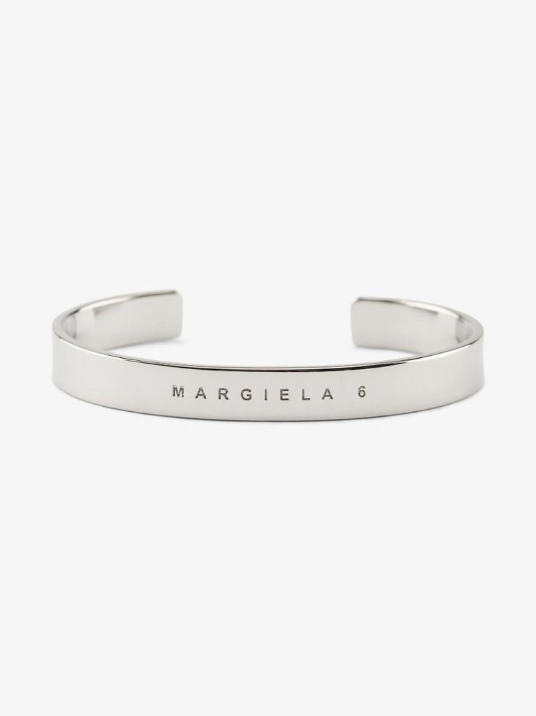 Silver Tone Logo Engraved Cuff Bracelet