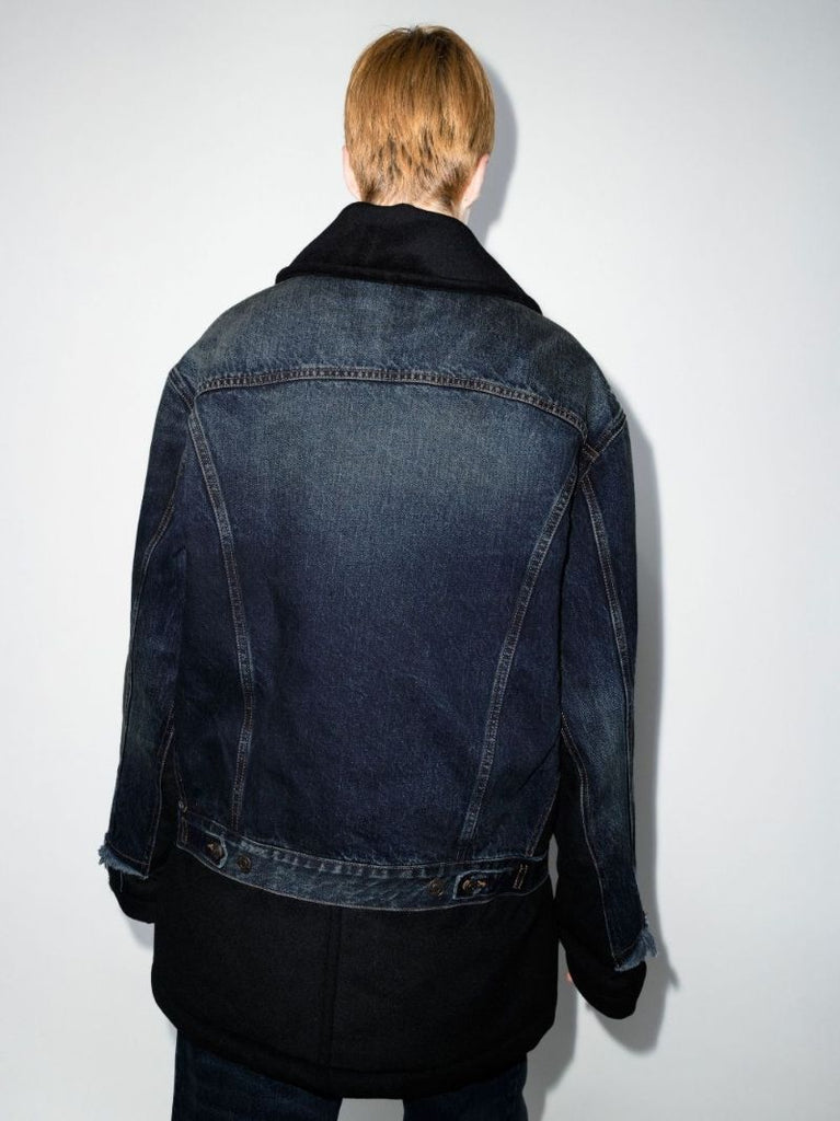 Blue Layered Tie-front Denim Coat