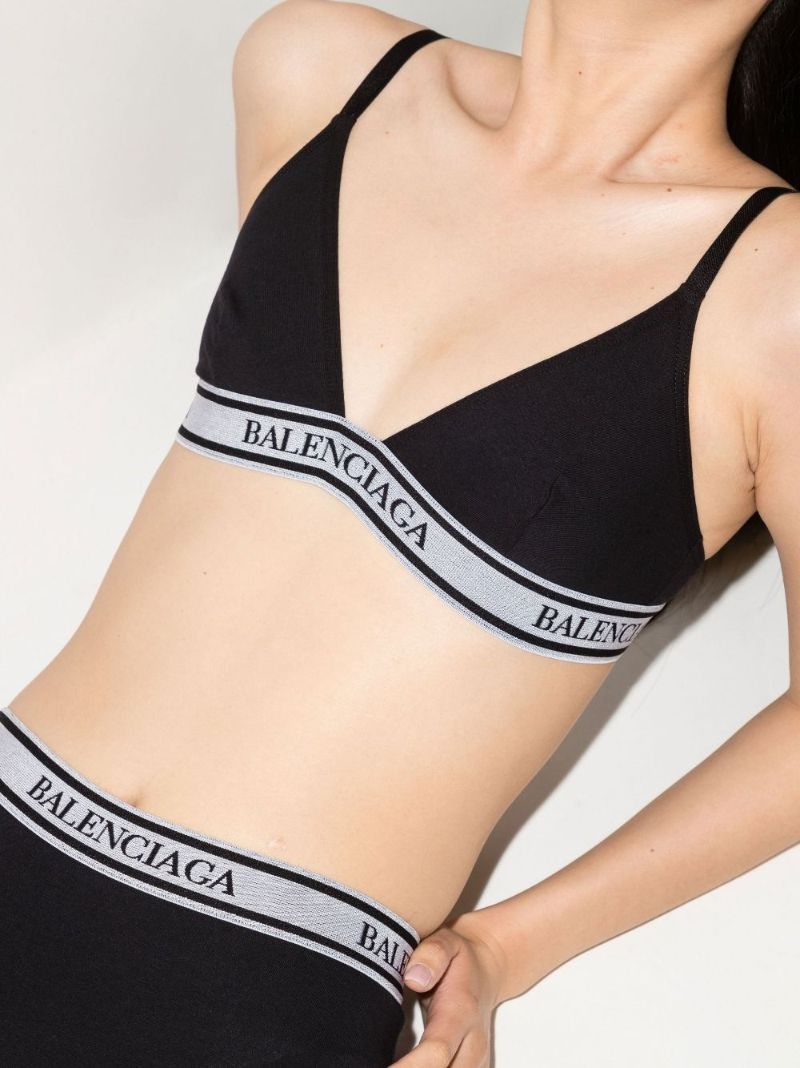 Black Logo Tape Cotton Bralette