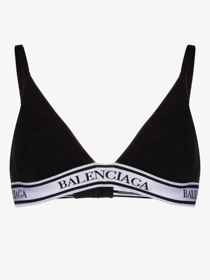 Black Logo Tape Cotton Bralette