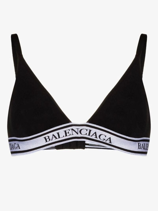 Black Logo Tape Cotton Bralette