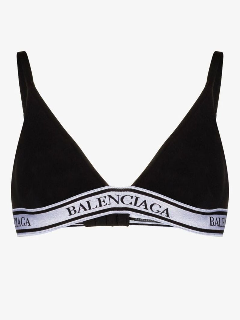 Black Logo Tape Cotton Bralette