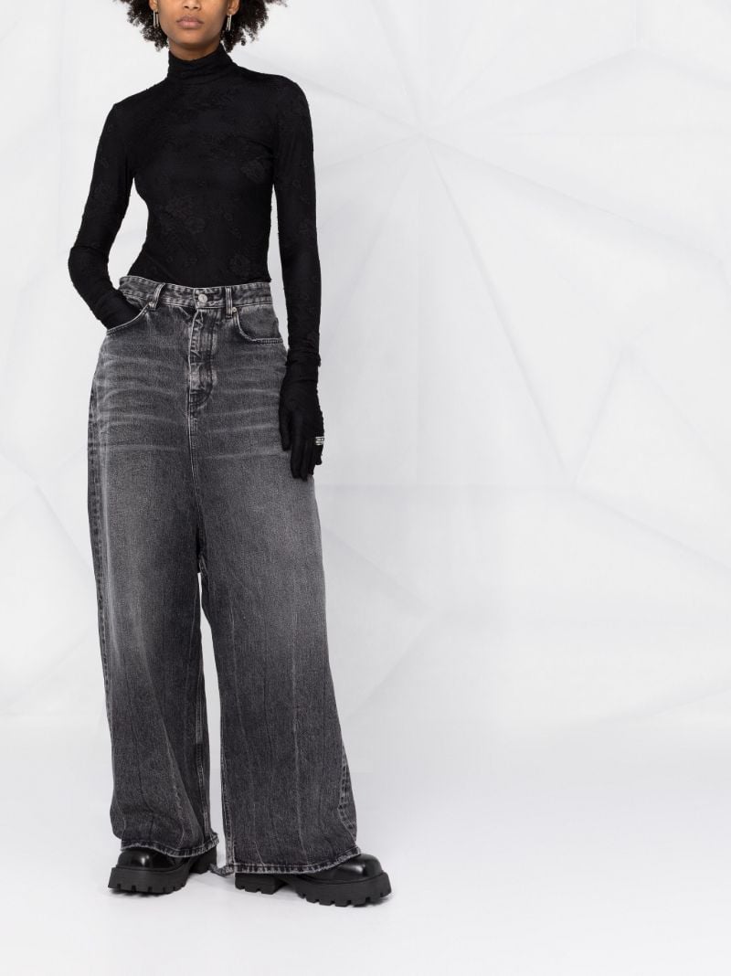 Black Mock-neck Lace Top