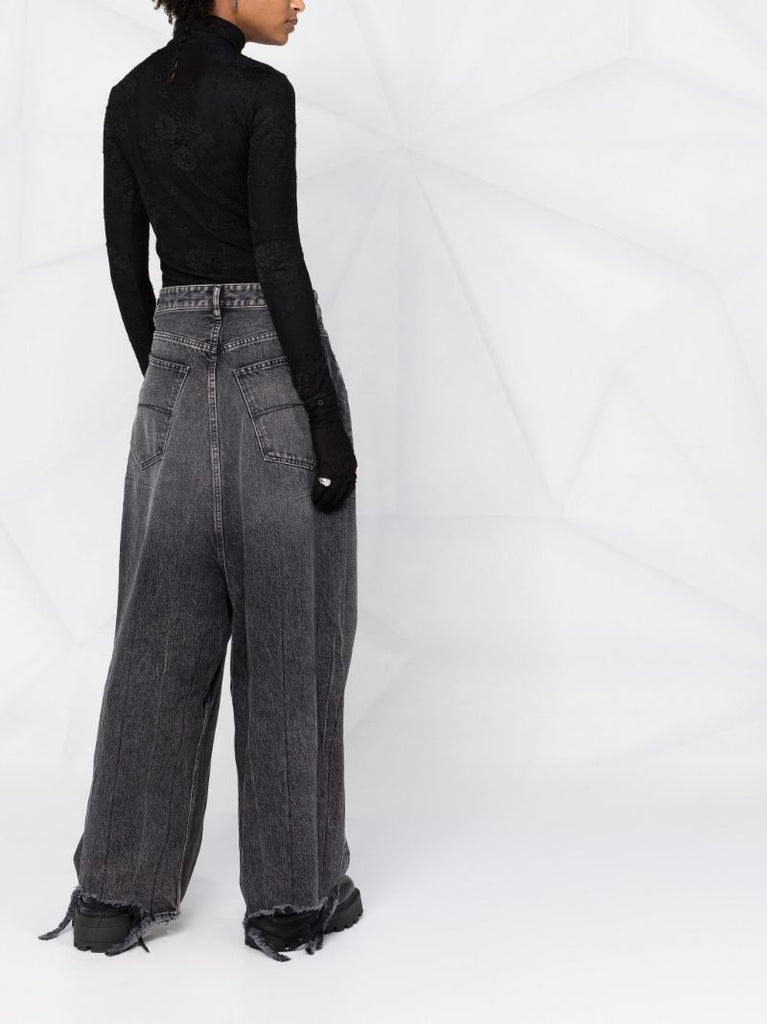 Black Mock-neck Lace Top