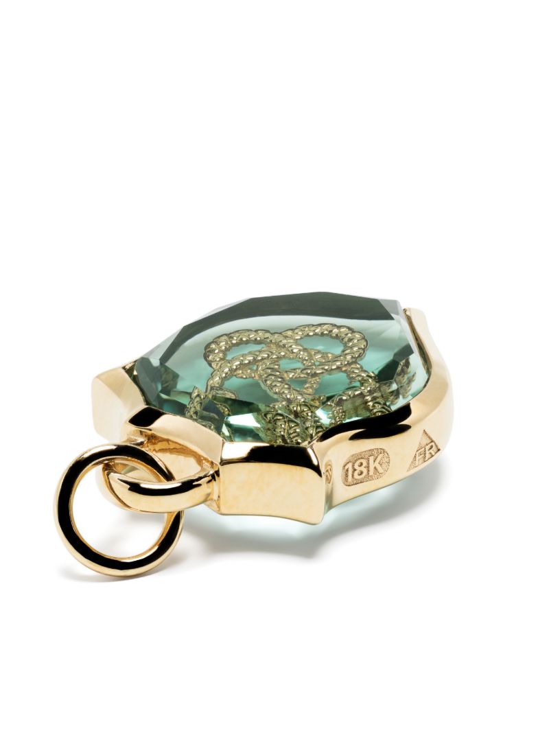 18k Yellow Gold Snake Crest Quartz Pendant
