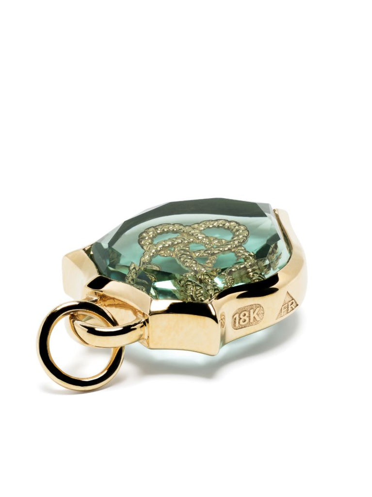 18k Yellow Gold Snake Crest Quartz Pendant
