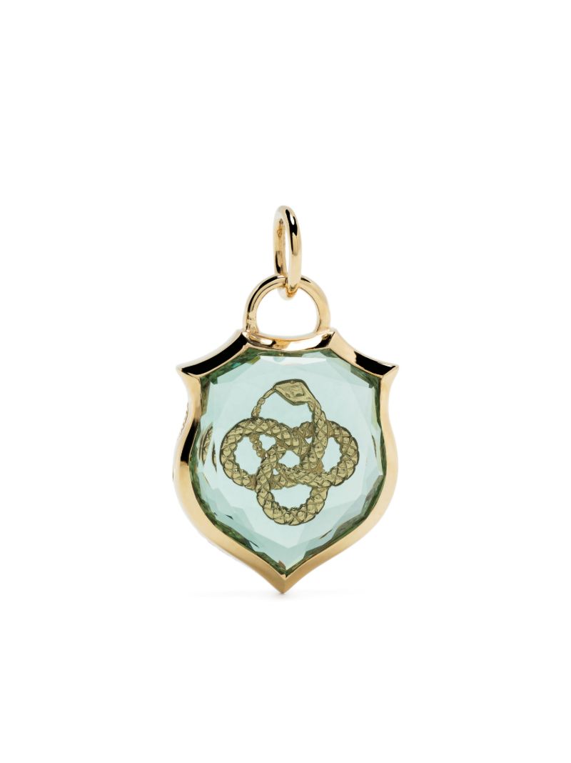 18k Yellow Gold Snake Crest Quartz Pendant