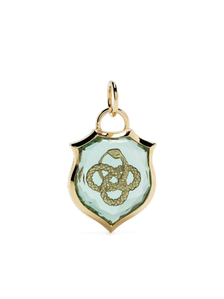 18k Yellow Gold Snake Crest Quartz Pendant