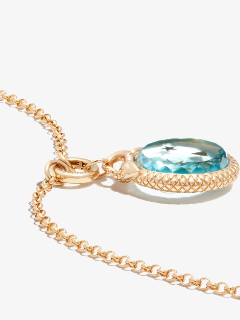 18k Yellow Gold Wholeness Large Sealed Gemstone Topaz Charm