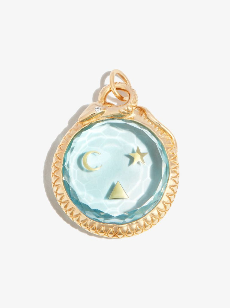 18k Yellow Gold Wholeness Large Sealed Gemstone Topaz Charm