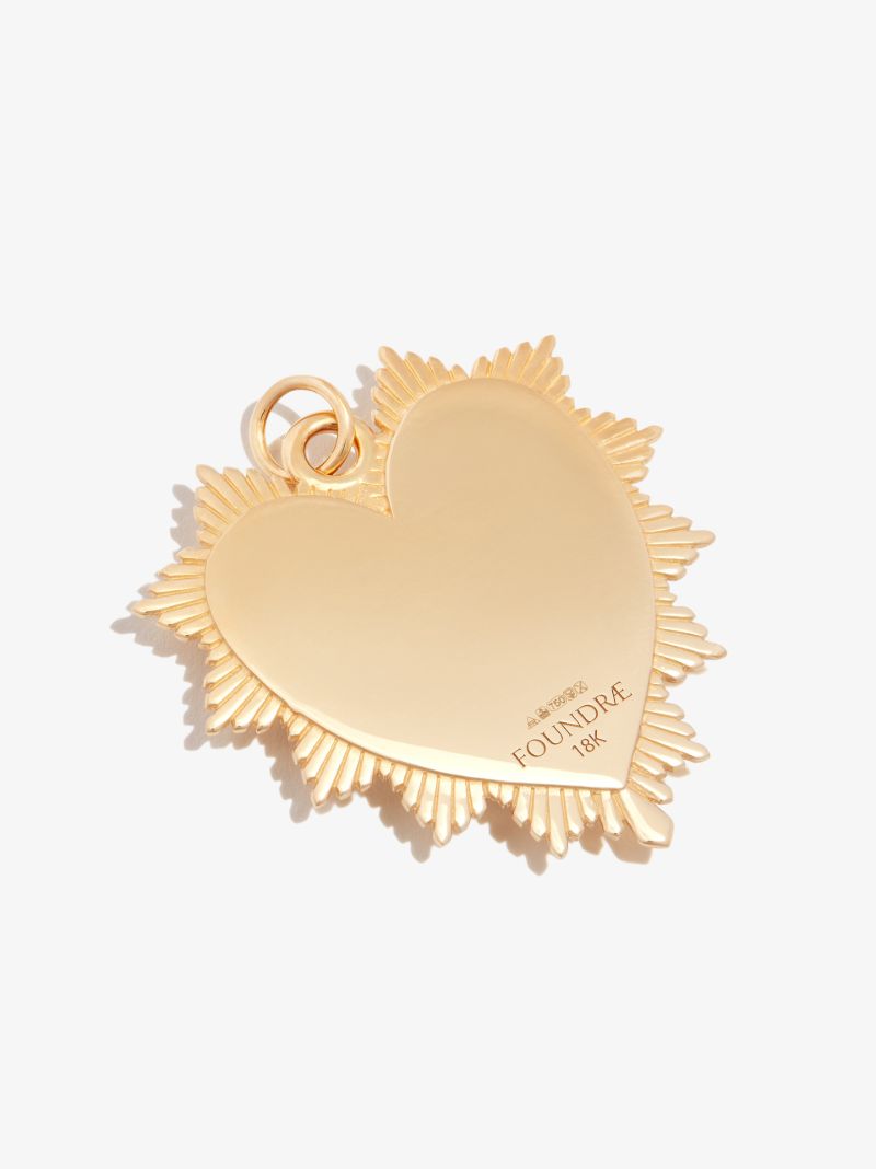 18k Yellow Gold Heart Love Token Diamond Charm