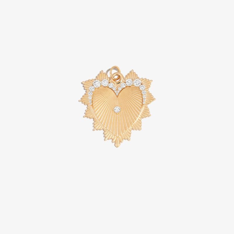 18k Yellow Gold Heart Love Token Diamond Charm
