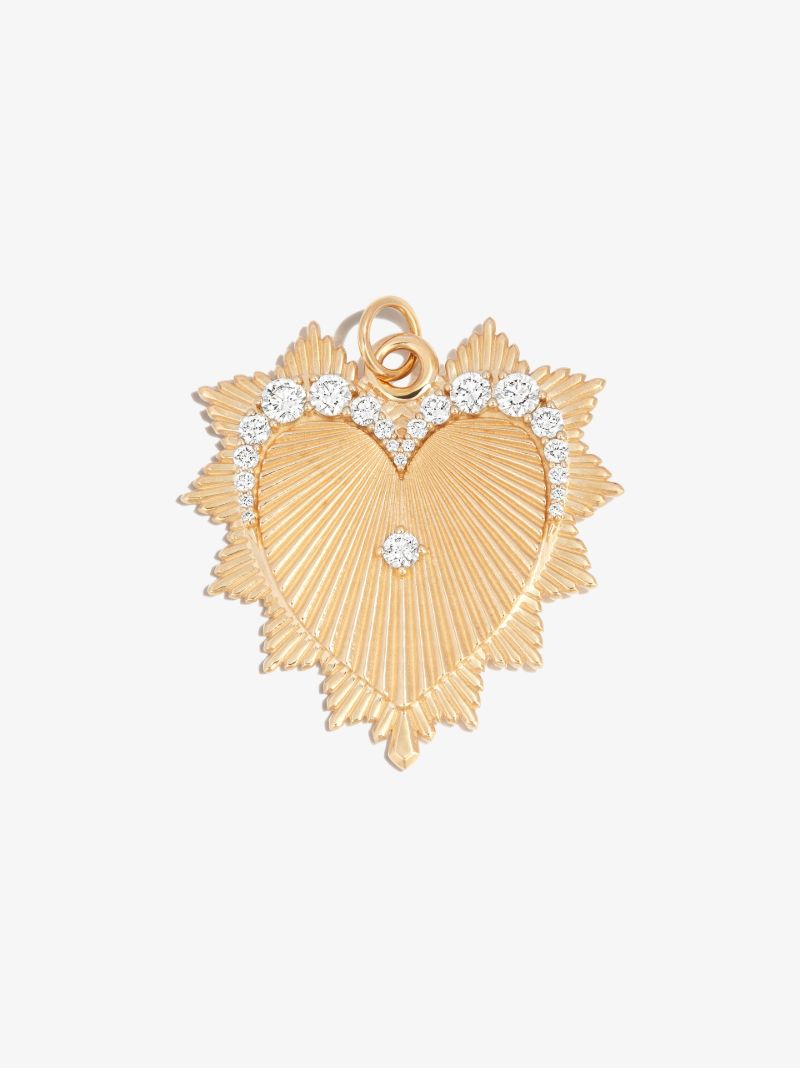 18k Yellow Gold Heart Love Token Diamond Charm