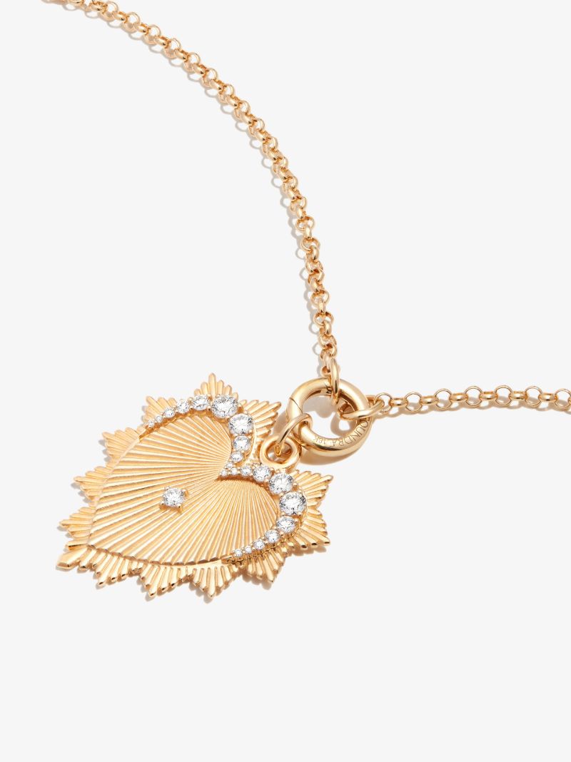 18k Yellow Gold Heart Love Token Diamond Charm