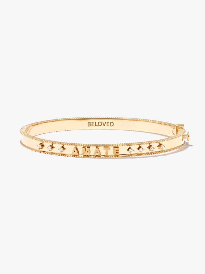 18k Yellow Gold Amate Love Coin Edge Diamond Bracelet
